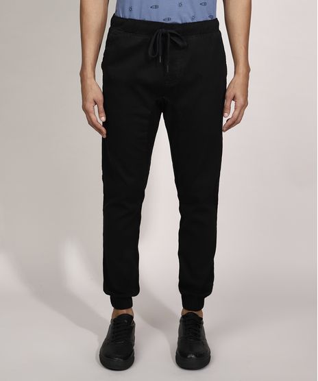 Calca-Jogger-Slim-de-Algodao-Canelada-com-Cordao-Preta-9982537-Preto_1