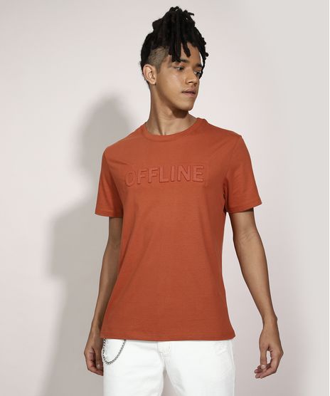 Camiseta-Offline-em-Relevo-Manga-Curta-Gola-Careca-Marrom-9987998-Marrom_1