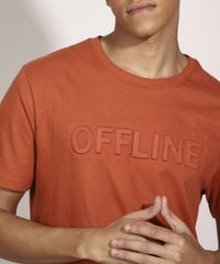 Camiseta-Offline-em-Relevo-Manga-Curta-Gola-Careca-Marrom-9987998-Marrom_2