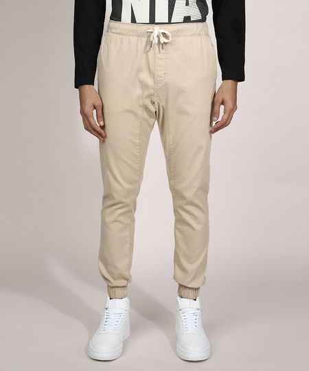 Calca-Jogger-Slim-de-Algodao-Canelada-com-Cordao-Kaki-9982537-Kaki_1