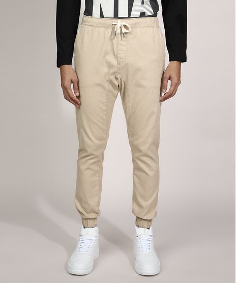 Calca-Jogger-Slim-de-Algodao-Canelada-com-Cordao-Kaki-9982537-Kaki_1