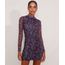 Vestido-de-Tule-Estampado-Floral-com-Franzido-Curto-Manga-Longa-Multicor-9976256-Multicor_1