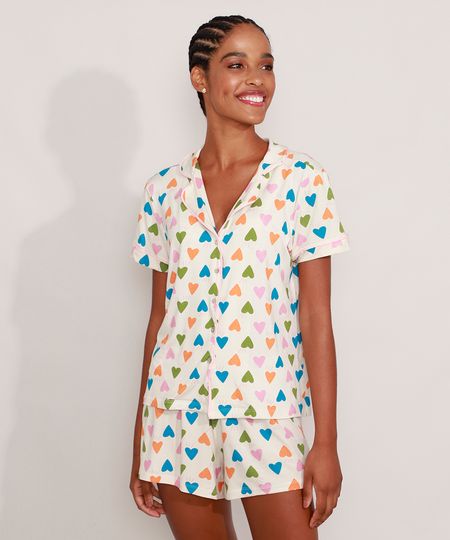 Pijama-Camisa-Manga-Curta-Tal-Mae-Tal-Filha-Estampado-de-Coracoes-com-Vivo-Contrastante-Off-White-9982963-Off_White_1 Pijama-Camisa-Manga-Curta-Tal-Mae-Tal-Filha-Estampado-de-Coracoes-com-Vivo-Contrastante-Off-White-9982963-Off_White_1