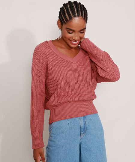 Sueter-de-Trico-Decote-V-Rosa-Claro-9981686-Rosa_Claro_1