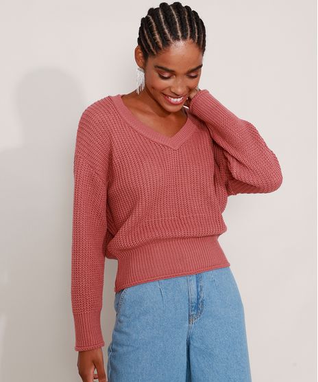 Sueter-de-Trico-Decote-V-Rosa-Claro-9981686-Rosa_Claro_1