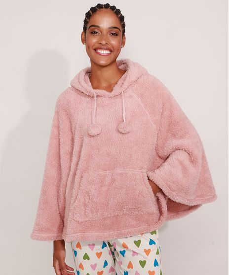 Poncho-em-Fleece-com-Bolso-Capuz-Rosa-9974123-Rosa_1