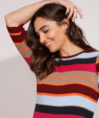 Vestido-de-Trico-Canelado-Listrado-Midi-Manga-3-4-Multicor-9975003-Multicor_5