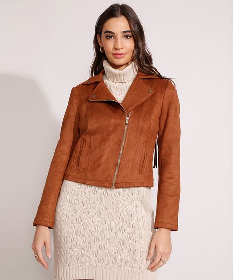 Jaqueta-Biker-de-Suede-com-Franjas-e-Bolsos-Caramelo-9969670-Caramelo_1