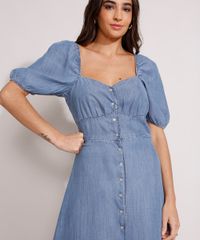 Vestido-Jeans-Midi-Manga-Bufante-com-Botoes-e-Fenda-Azul-Medio-9989000-Azul_Medio_4