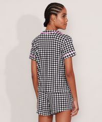 Pijama-Camisa-Manga-Curta-Tal-Mae-Tal-Filha-Estampado-Xadrez-Vichy-com-Vivo-Contrastante-Preto-9982964-Preto_2