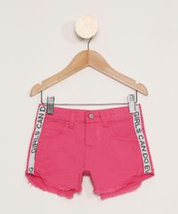 Short-de-Sarja-Infantil--Girls-Can-Do-Everything--Rosa-9978962-Rosa_1