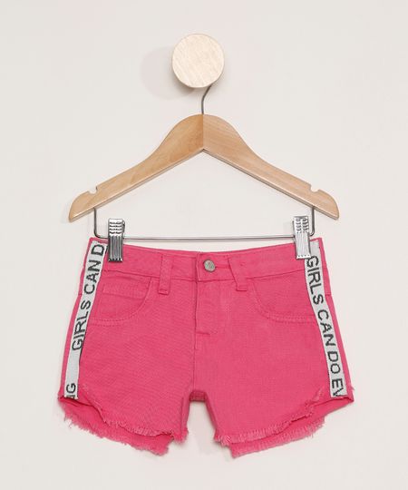 Short-de-Sarja-Infantil--Girls-Can-Do-Everything--Rosa-9978962-Rosa_1