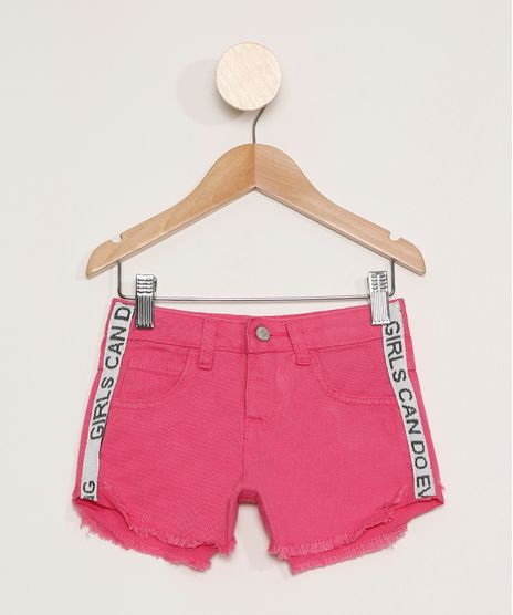 Short-de-Sarja-Infantil--Girls-Can-Do-Everything--Rosa-9978962-Rosa_1