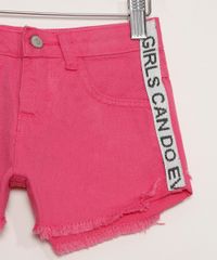 Short-de-Sarja-Infantil--Girls-Can-Do-Everything--Rosa-9978962-Rosa_4
