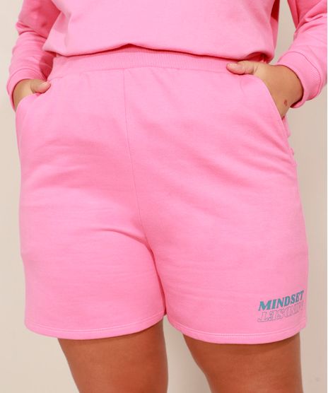 Short-de-Moletom-Plus-Size-com-Bolsos-Cintura-Alta-Mindset-Rosa-9993025-Rosa_1