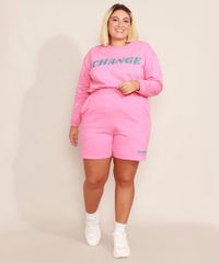 Short-de-Moletom-Plus-Size-com-Bolsos-Cintura-Alta-Mindset-Rosa-9993025-Rosa_3