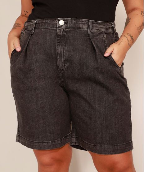 Bermuda-Jeans-Plus-Size-com-Pregas-Cintura-Alta-Mindset-Preta-9993225-Preto_1