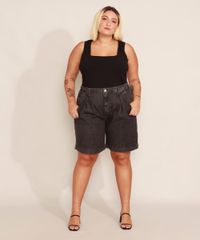 Bermuda-Jeans-Plus-Size-com-Pregas-Cintura-Alta-Mindset-Preta-9993225-Preto_3