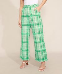 Calca-Wide-Estampada-Xadrez-Alfaiataria-com-Bolsos-Cintura-Alta-Mindset-Verde-9993924-Verde_1
