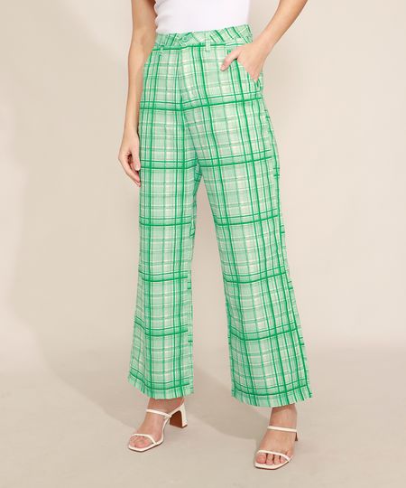 Calca-Wide-Estampada-Xadrez-Alfaiataria-com-Bolsos-Cintura-Alta-Mindset-Verde-9993924-Verde_1 Calca-Wide-Estampada-Xadrez-Alfaiataria-com-Bolsos-Cintura-Alta-Mindset-Verde-9993924-Verde_1