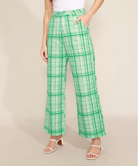 Calca-Wide-Estampada-Xadrez-Alfaiataria-com-Bolsos-Cintura-Alta-Mindset-Verde-9993924-Verde_1