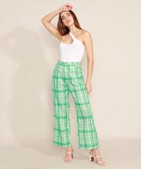 Calca-Wide-Estampada-Xadrez-Alfaiataria-com-Bolsos-Cintura-Alta-Mindset-Verde-9993924-Verde_3