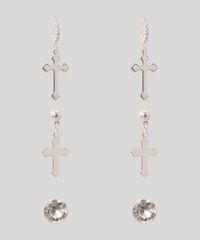 Kit-de-3-Brincos-com-Cruz-e-Pedra-Zirconia-Prateado-9980819-Prateado_2
