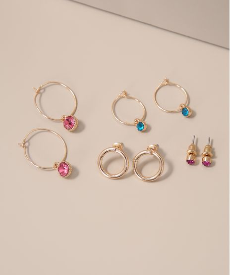 Kit-de-4-Brincos-com-Argola-e-Pedra-Zirconia-Dourado-9980845-Dourado_1