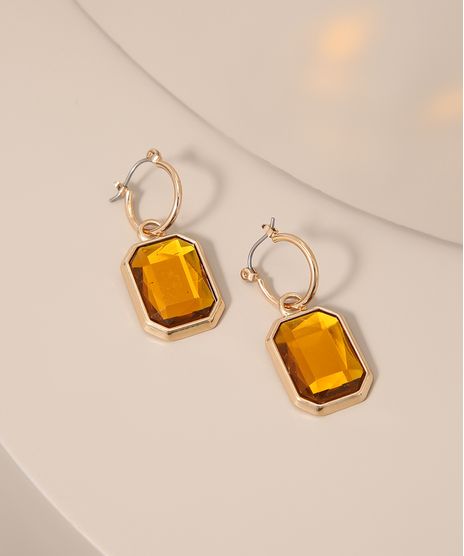 Brinco-Feminino-de-Argola-com-Pedra-Zirconia-Dourado-9983203-Dourado_1