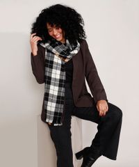 Cachecol-Feminino-de-Trico-Estampado-Xadrez-Preto-9841635-Preto_2