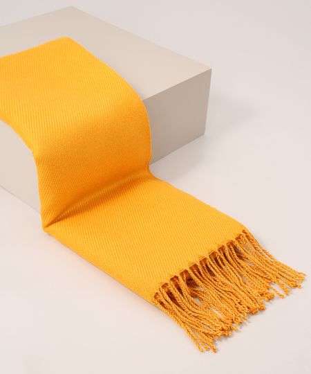 Cachecol-Feminino-de-Trico-com-Franjas-Mostarda-9841636-Mostarda_1