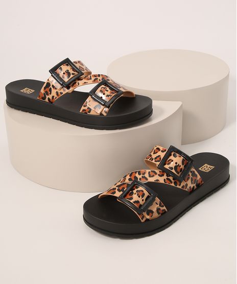Rasteirinha-Feminina-Estampada-Animal-Print-de-Onca-com-Fivela-Start-Zaxy-Bege-9990981-Bege_1