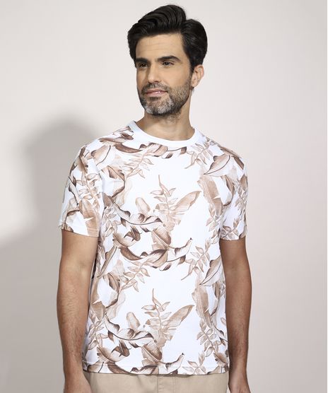 Camiseta-Estampada-de-Folhagens-Manga-Curta-Gola-Careca-Branca-9981174-Branco_1