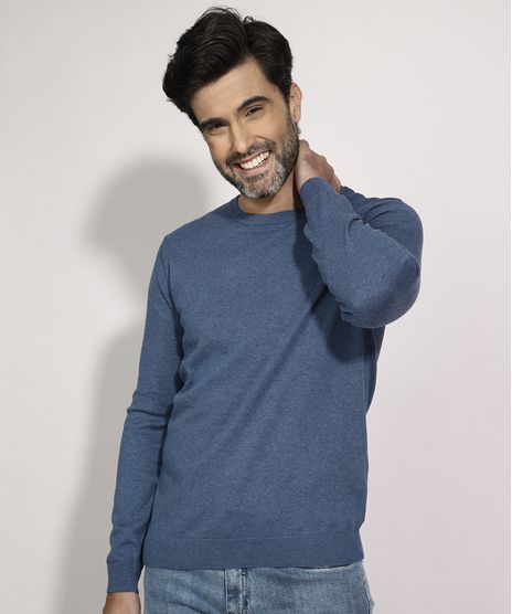 Sueter-Masculino-em-Trico-Gola-Careca-Azul-Medio-9780961-Azul_Medio_1