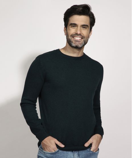 Sueter-Masculino-em-Trico-Gola-Careca-Verde-9780961-Verde_1