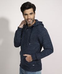 Blusao-de-Moletom-Masculino-Texturizado-com-Capuz-e-Bolso-Azul-Marinho-Mescla-9784436-Azul_Marinho_Mescla_1