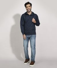 Blusao-de-Moletom-Masculino-Texturizado-com-Capuz-e-Bolso-Azul-Marinho-Mescla-9784436-Azul_Marinho_Mescla_3
