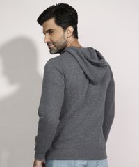 Blusao-de-Moletom-Masculino-Texturizado-com-Capuz-e-Bolso-Cinza-Mescla-Escuro-9784436-Cinza_Mescla_Escuro_2