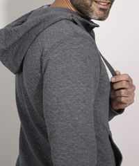 Blusao-de-Moletom-Masculino-Texturizado-com-Capuz-e-Bolso-Cinza-Mescla-Escuro-9784436-Cinza_Mescla_Escuro_5