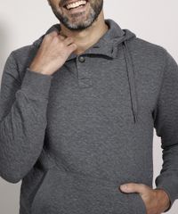Blusao-de-Moletom-Masculino-Texturizado-com-Capuz-e-Bolso-Cinza-Mescla-Escuro-9784436-Cinza_Mescla_Escuro_6