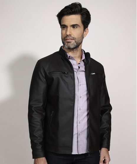 Jaqueta-Biker-Masculina-com-Fivela-e-Bolsos-Marrom-Escuro-9821267-Marrom_Escuro_1