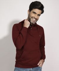 Blusao-de-Moletom-Masculino-Texturizado-com-Capuz-e-Bolso-Vinho-9784436-Vinho_1