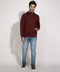 Blusao-de-Moletom-Masculino-Texturizado-com-Capuz-e-Bolso-Vinho-9784436-Vinho_3