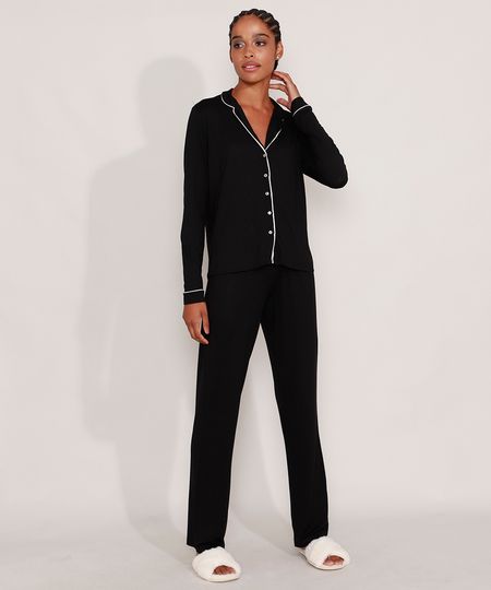Pijama-Feminino-Camisa-Manga-Longa-com-Vivo-Contrastante-Preto-9984849-Preto_1