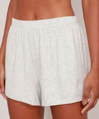 Pijama Camisa Feminino Manga Curta Cinza Mescla Shorts