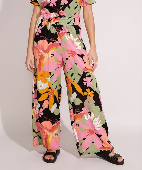 Calca-Pantalona-de-Viscose-Estampada-de-Araras-Cintura-Super-Alta-Preta-9984929-Preto_1