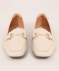 Mocassim-Feminino-Bico-Quadrado-com-Aviamento-Via-Uno-Bege-Claro-9990523-Bege_Claro_5