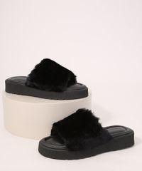 Tamanco-Feminino-de-Pelo-Flatform-Preto-9992800-Preto_1