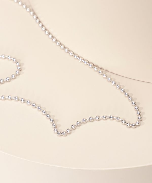 Colar Feminino Alongado com Bolinhas Prateado Único