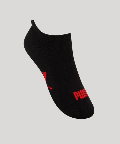 Meia-Feminina-Cano-Baixo-Atoalhada-com-Protetor-de-Calcanhar-Puma-Preta-9992779-Preto_1